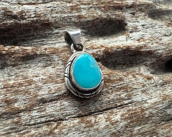 Small Turquoise Pendant – 925 Sterling Silver, Western Jewelry