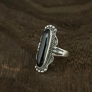 Black Onyx Silver Ring // 925 Sterling Silver // Southwest Design Onyx Ring