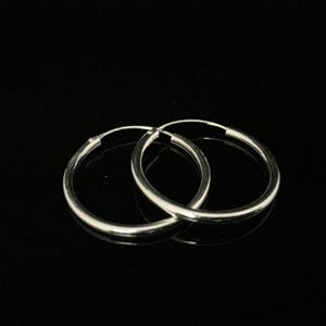 Medium Small Endless Hoop Earrings // 925 Sterling Silver // 2mm Gage // 25mm Diameter // Small Medium Endless Hoops