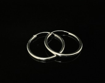 Medium Small Endless Hoop Earrings // 925 Sterling Silver // 2mm Gage // 25mm Diameter // Small Medium Endless Hoops