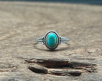 ターコイズリング、スターリングシルバー、ヴィンテージ、サイズ8