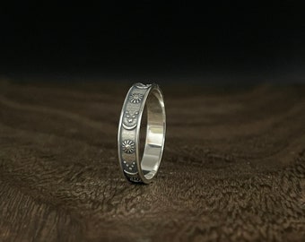 Sun Moon Stars Band Ring // 925 Sterling Silver // Celestial Ring
