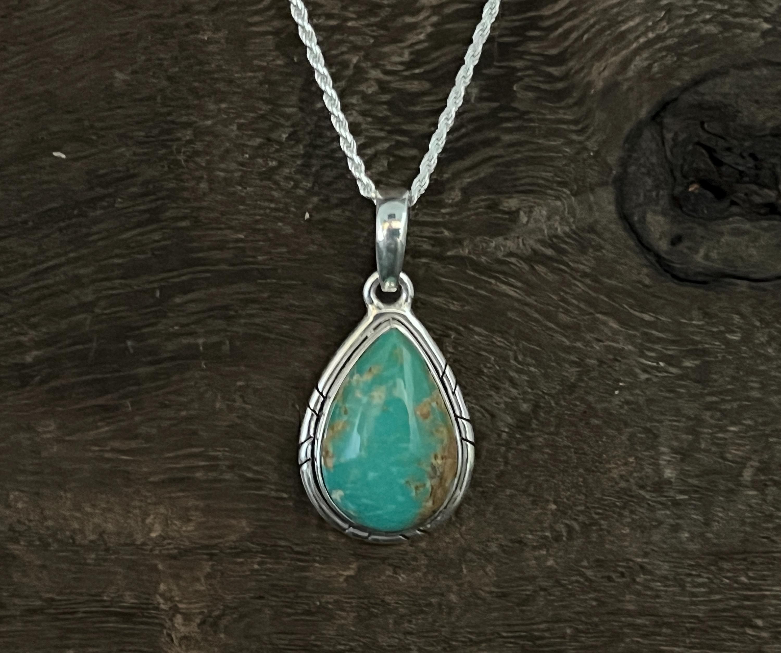 キングマン ターコイズ ペンダント：サウスウェスト スターリング