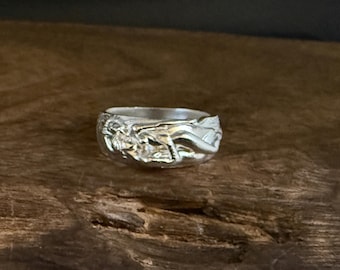 Erotic Man and Woman Silver Ring // 925 Sterling Silver // Sizes 8-11
