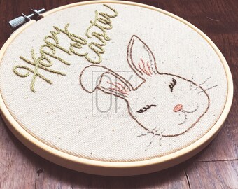 Hoppy Easter Bunny Embroidery Pattern PDF Download