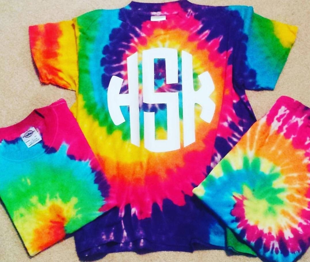 Rainbow Tie Dye Monogram Shirt. Pastel Rainbow shirt Monogram | Etsy
