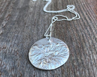 Textured Round Large Disc Pendant 925 Sterling Silver- Hallmarked