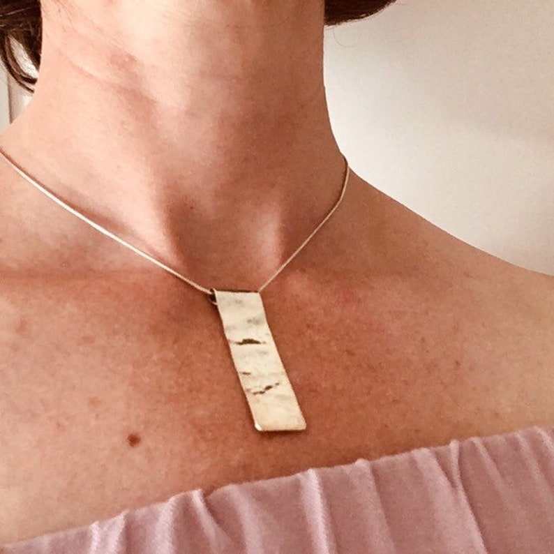Solid Sterling Silver Rectangular Wave Textured Pendant / Hallmarked / 925 Sterling Silver / Fold Formed /Customise / Contemporary Necklace bild 5