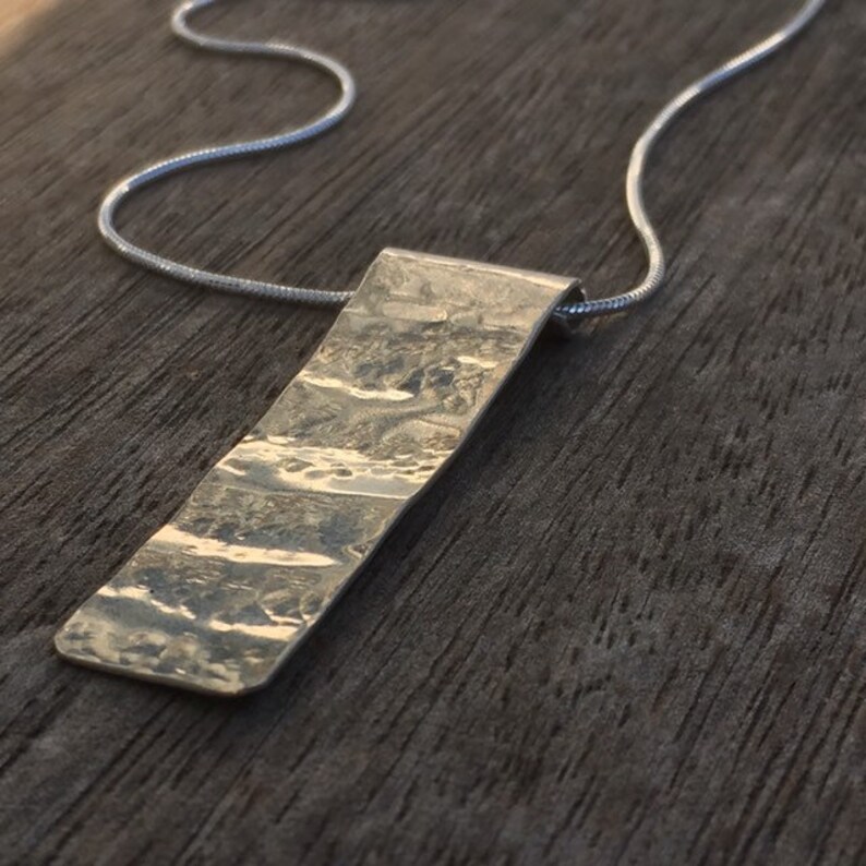 Solid Sterling Silver Rectangular Wave Textured Pendant / Hallmarked / 925 Sterling Silver / Fold Formed /Customise / Contemporary Necklace bild 3