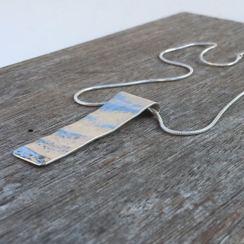 Solid Sterling Silver Rectangular Wave Textured Pendant / Hallmarked / 925 Sterling Silver / Fold Formed /Customise / Contemporary Necklace bild 2