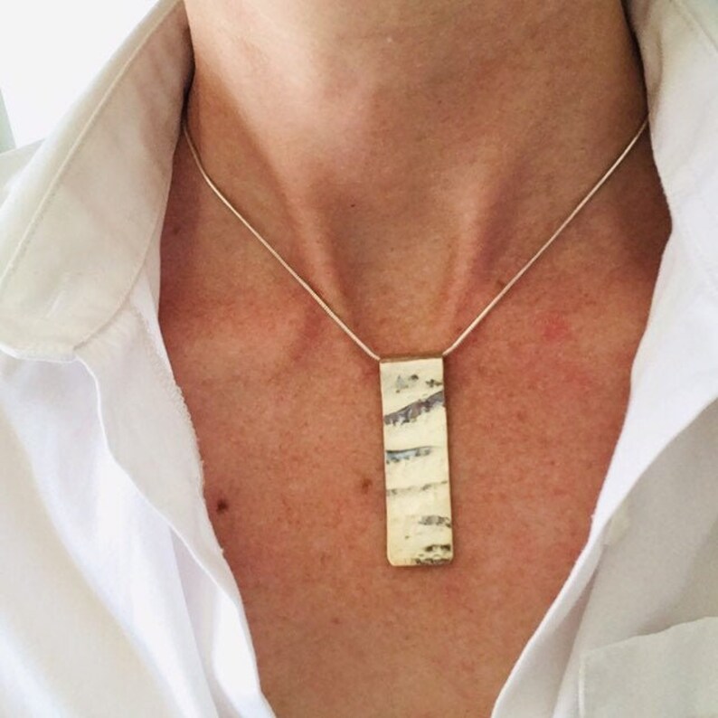 Solid Sterling Silver Rectangular Wave Textured Pendant / Hallmarked / 925 Sterling Silver / Fold Formed /Customise / Contemporary Necklace bild 1