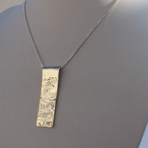 Solid Sterling Silver Rectangular Wave Textured Pendant / Hallmarked / 925 Sterling Silver / Fold Formed /Customise / Contemporary Necklace bild 4