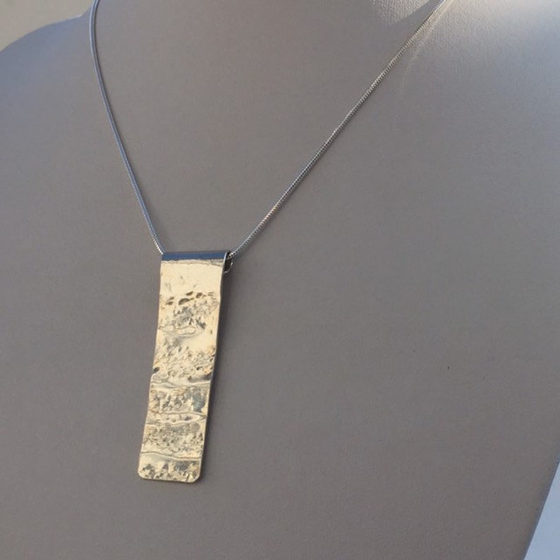 Solid Sterling Silver Rectangular Wave Textured Pendant / Hallmarked / 925 Sterling Silver / Fold Formed /Customise / Contemporary Necklace bild 4