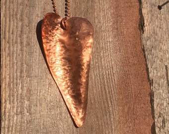 Copper Heart Pendant/Large/ Hand Cut / Copper Heart Necklace / Made With Love / Special Gift / Simple Chic / Anniversary / Valentine / Heart