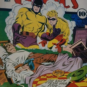 Caja de puros reciclada de Simon & Kirby Sandman Adventure Comics - Decoración de arte de cómics vintage de la Edad de Oro