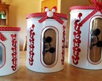 Peeking white bling 3 piece canisters
