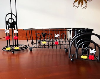 3 piece ears, hands, pants shoes paper towel, napkin holder and matching dish drainer set