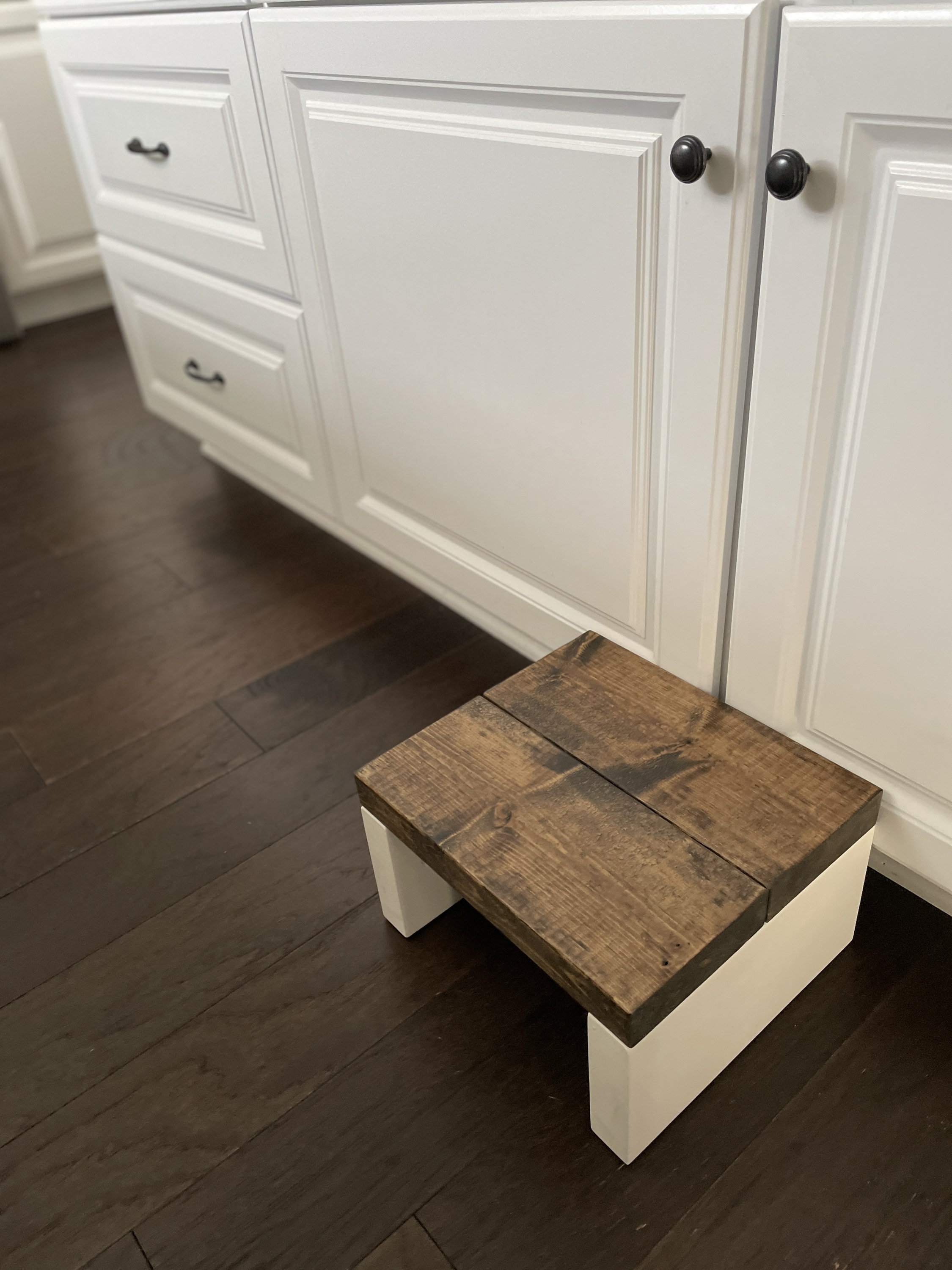 Rustic Wooden Step Stool: USA Made Kitchen & Bath Aid - Thumbnail 2