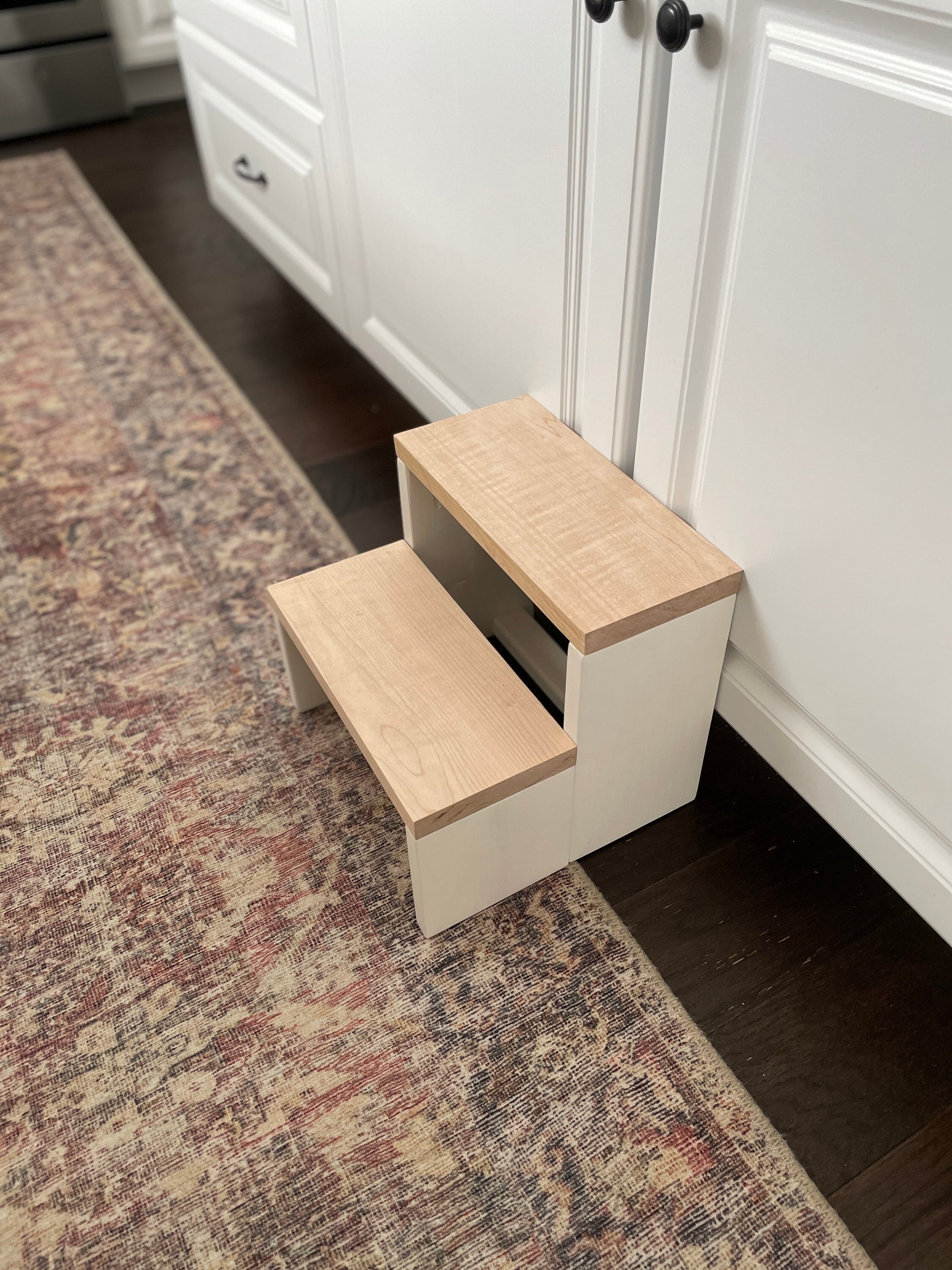 Handmade Hardwood Step Stool: Maple, Oak, Cherry - Thumbnail 3