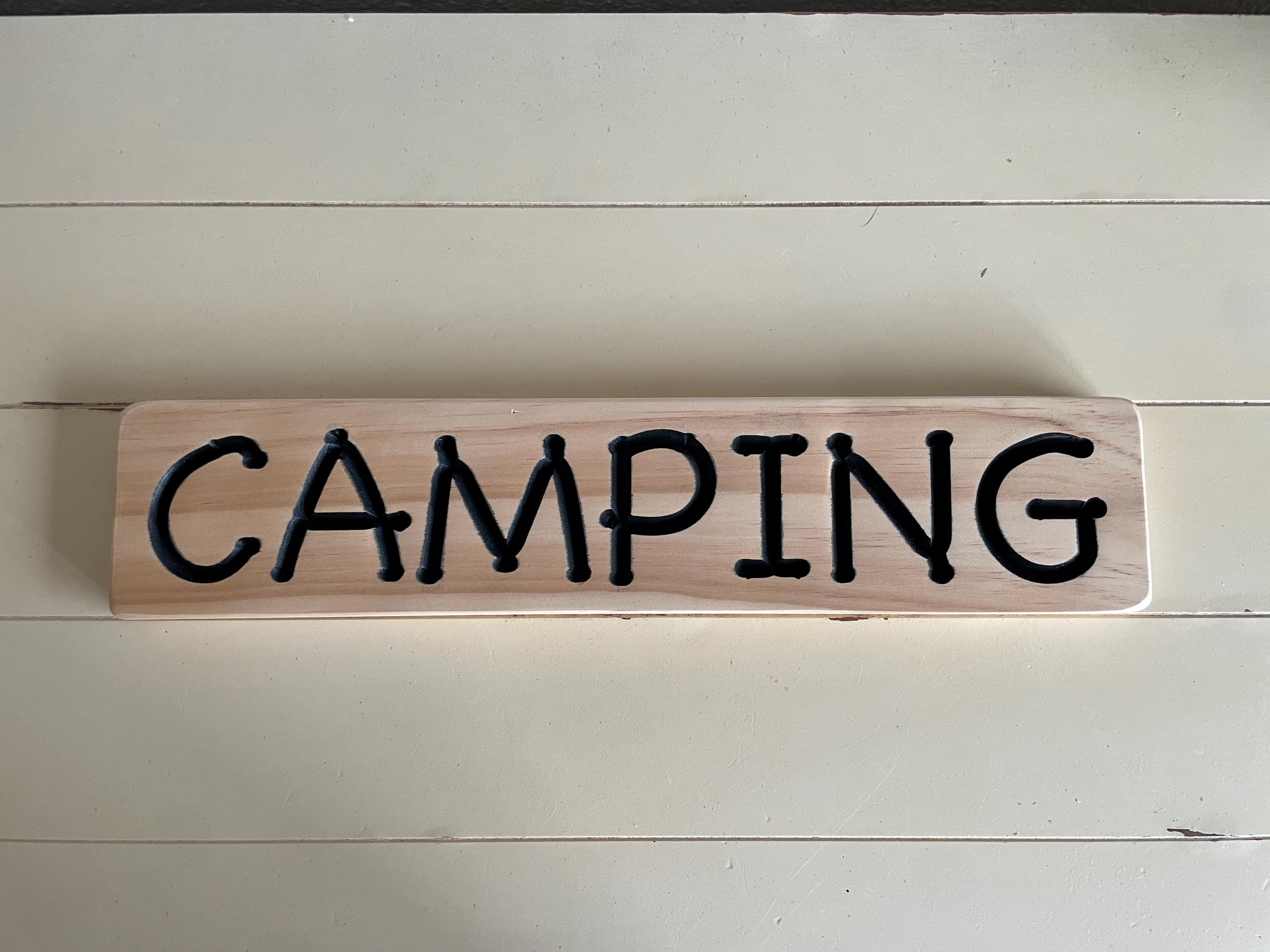 Handcrafted Wood Camping Sign: Rustic Cabin Decor (16.5" x 3.5") - Thumbnail 6