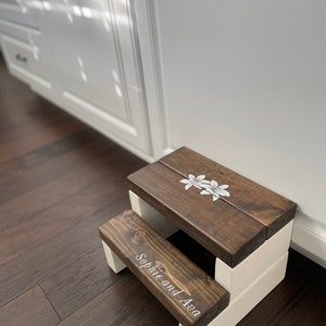 Personalized Rustic Kids Step Stool with Graphic