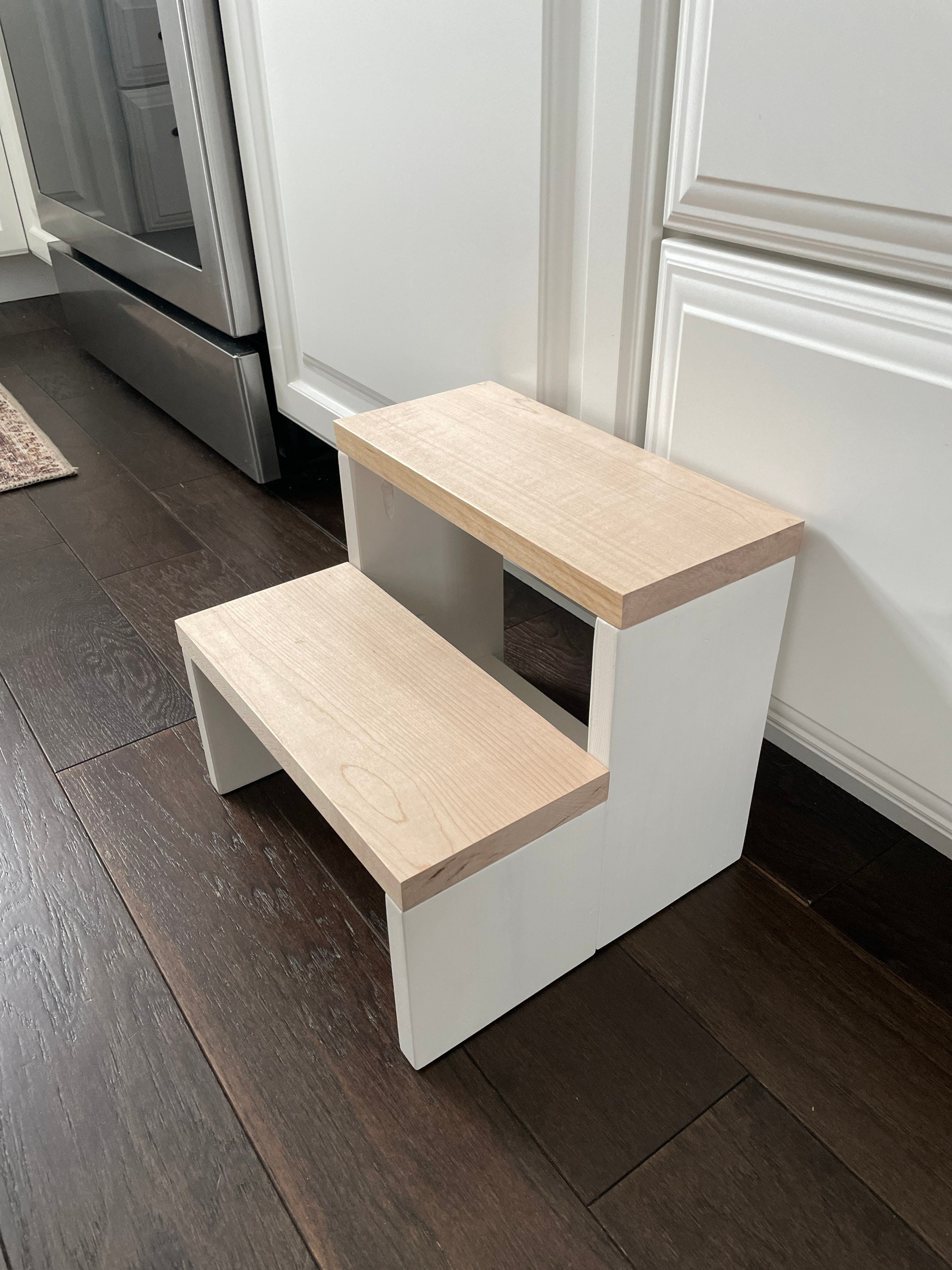 Handmade Hardwood Step Stool: Maple, Oak, Cherry - Thumbnail 4