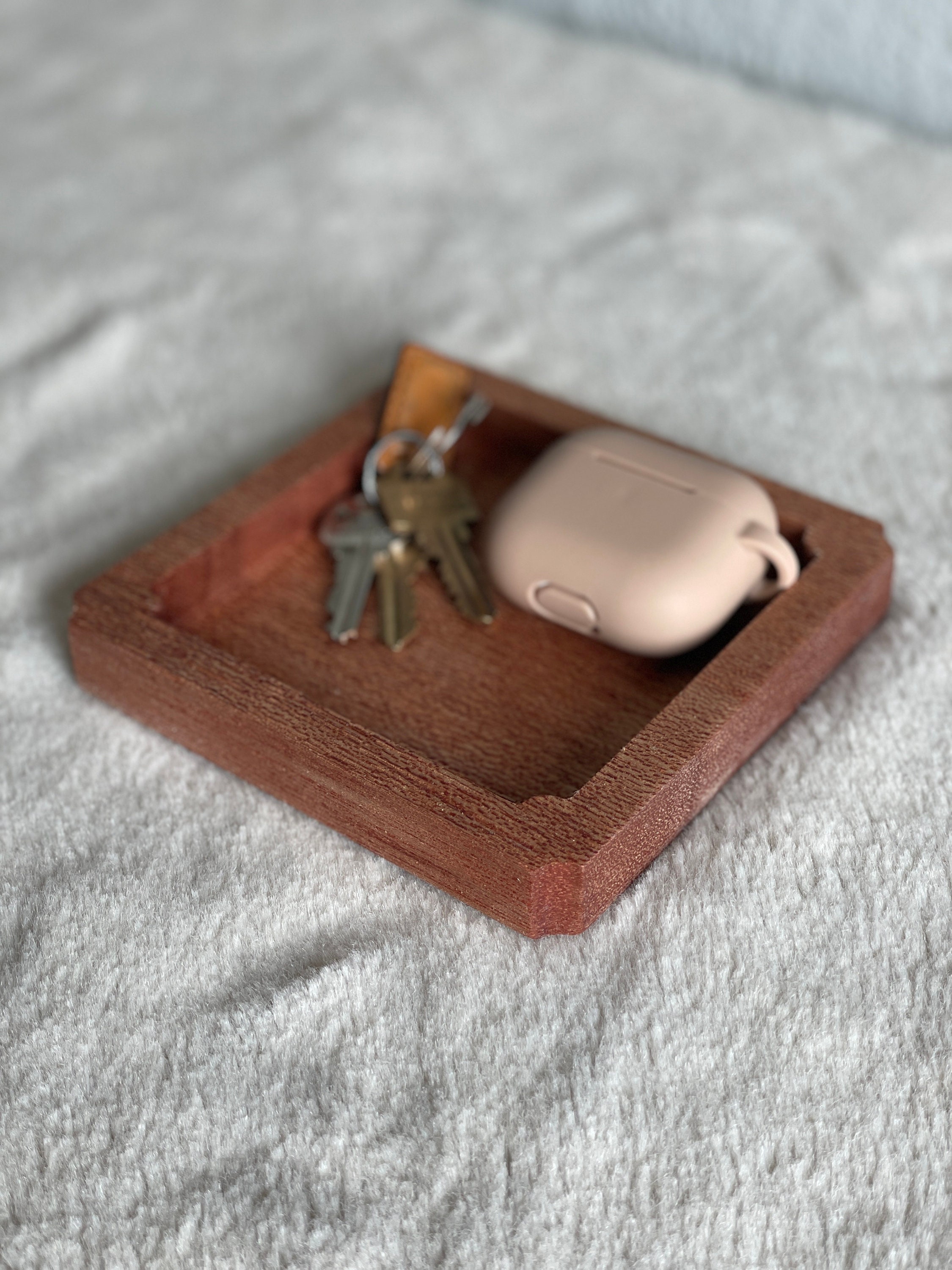 Handmade Hardwood Drop Tray: Square Catch-All Tray, Food Safe - Thumbnail 2