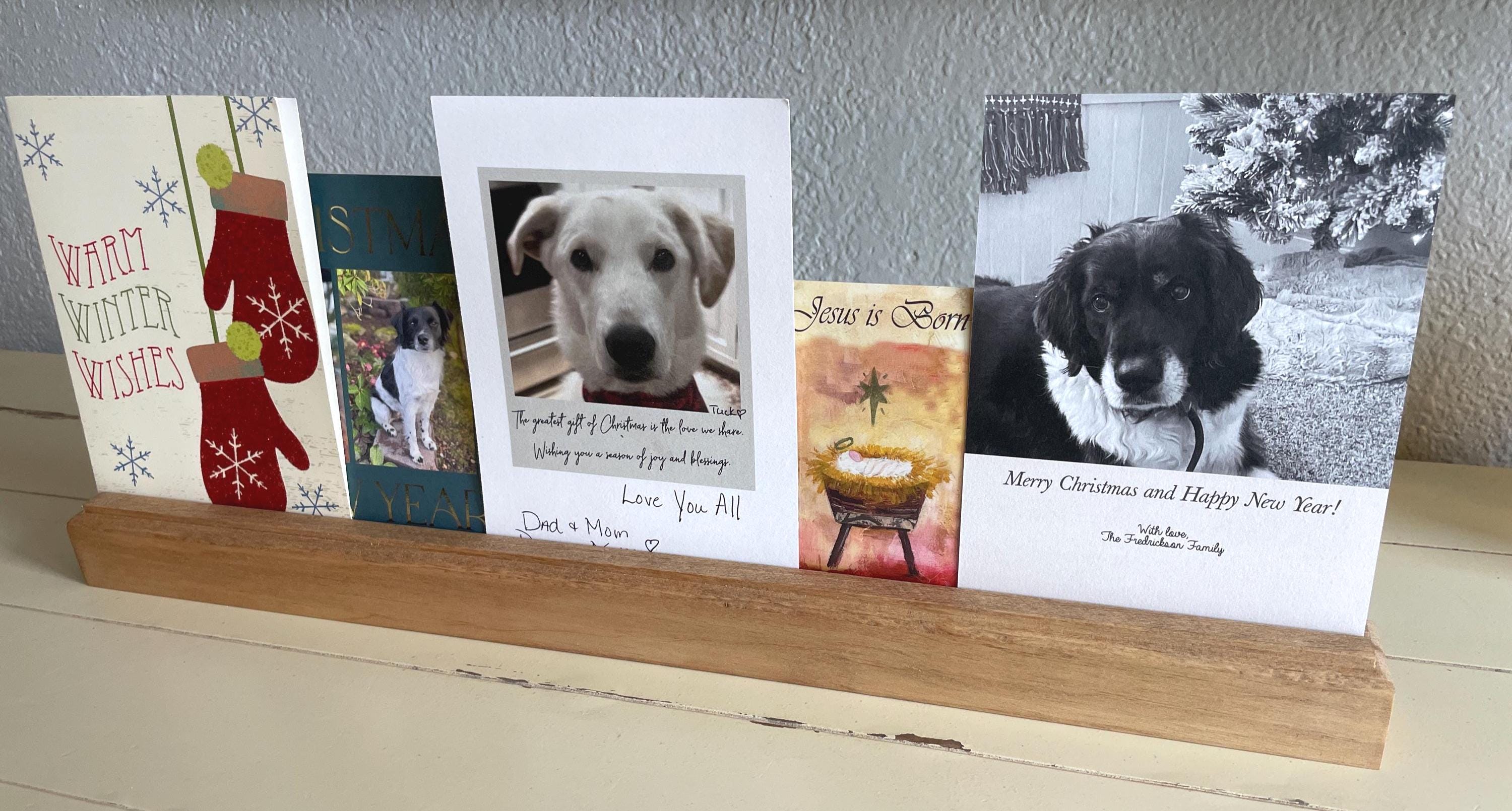 Wooden Christmas Card Display: Freestanding Holiday Photo Holder