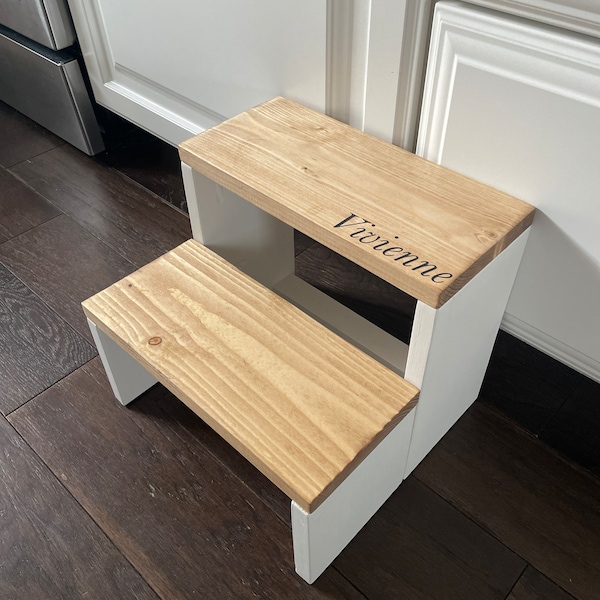 Personalized Kids Wooden Step Stool: Modern Toddler Stool