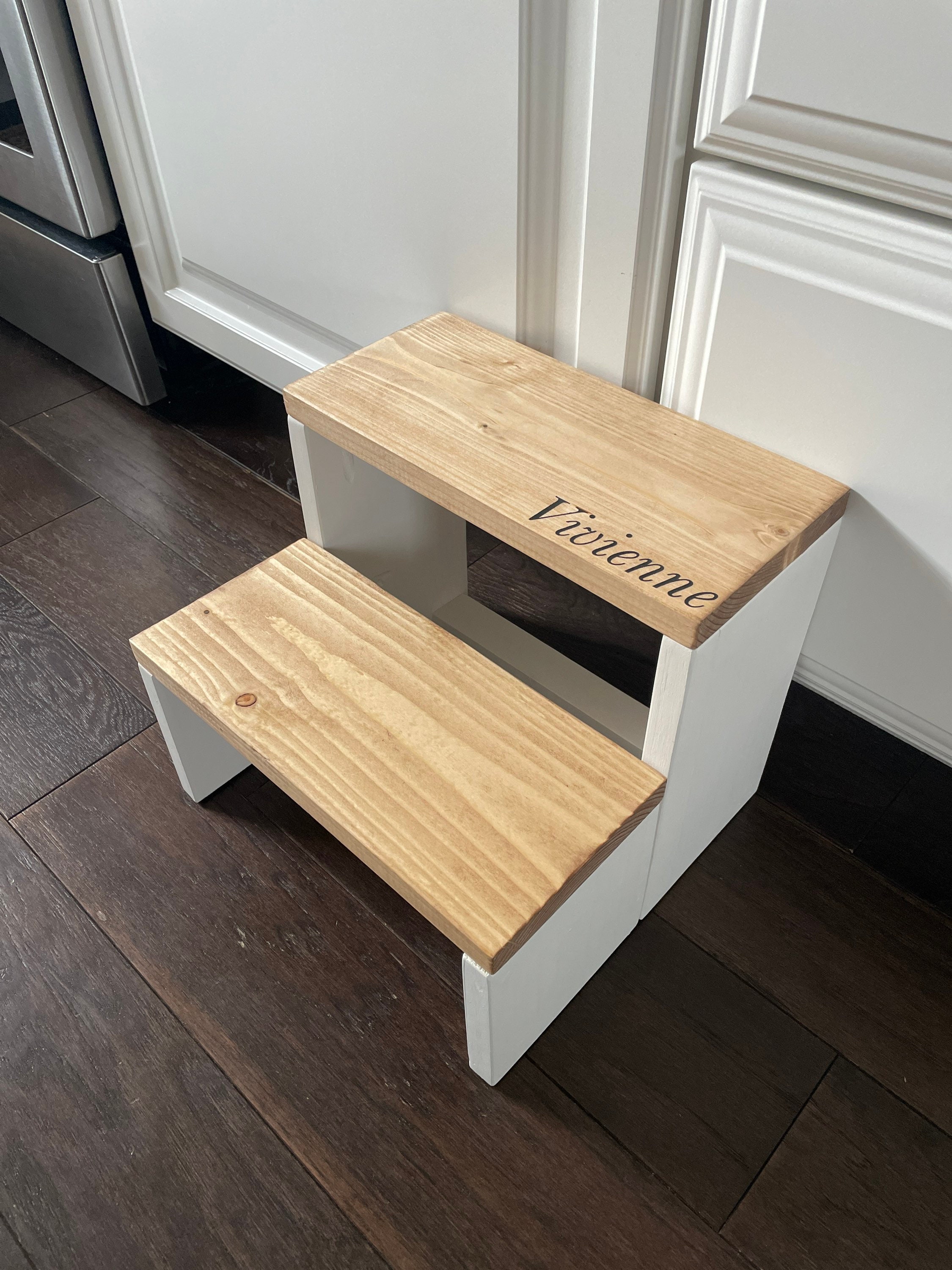 Personalized Kids Wooden Step Stool: Modern Toddler Stool