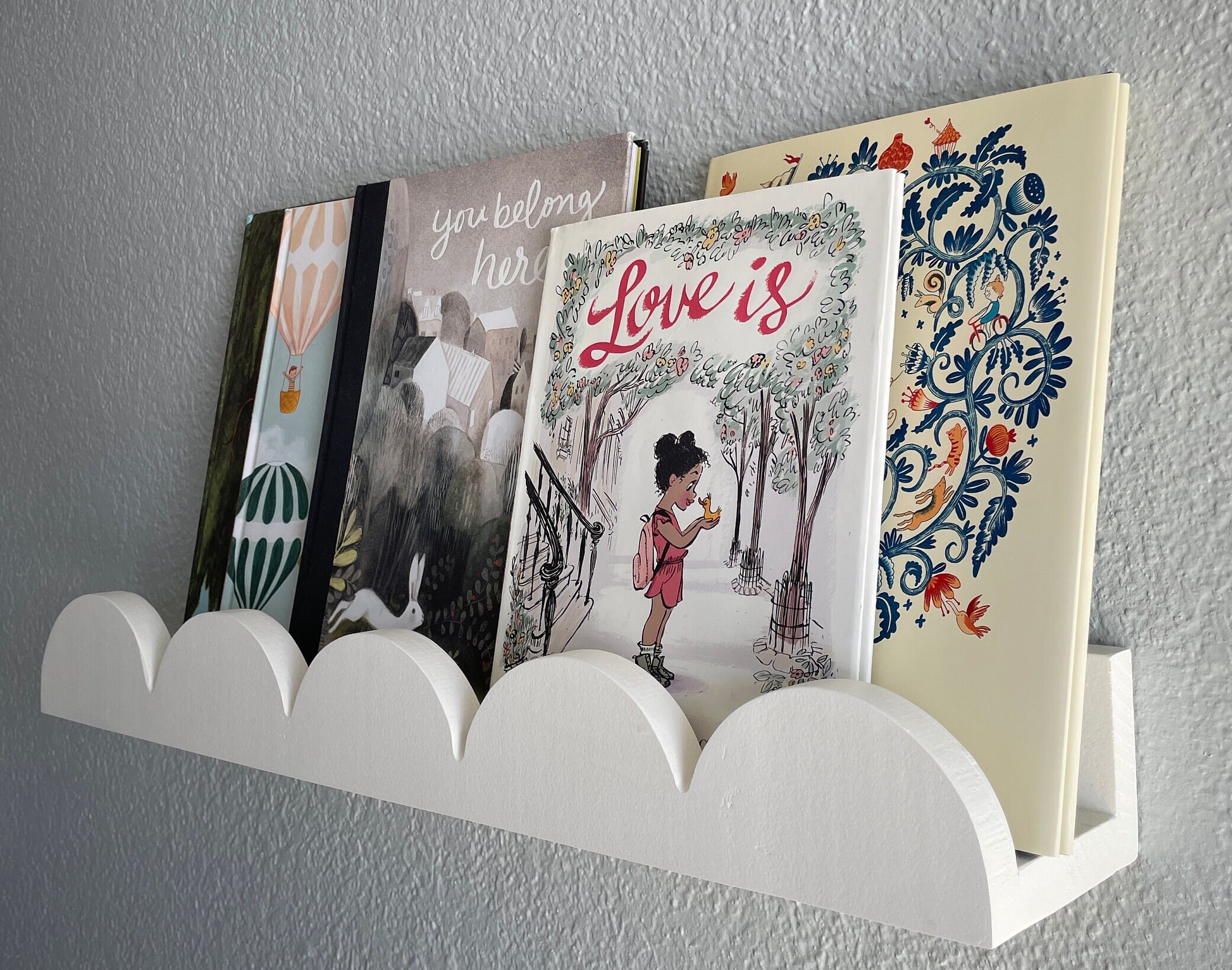 Scalloped Floating Shelf: Nursery Kids Room Decor - Thumbnail 7