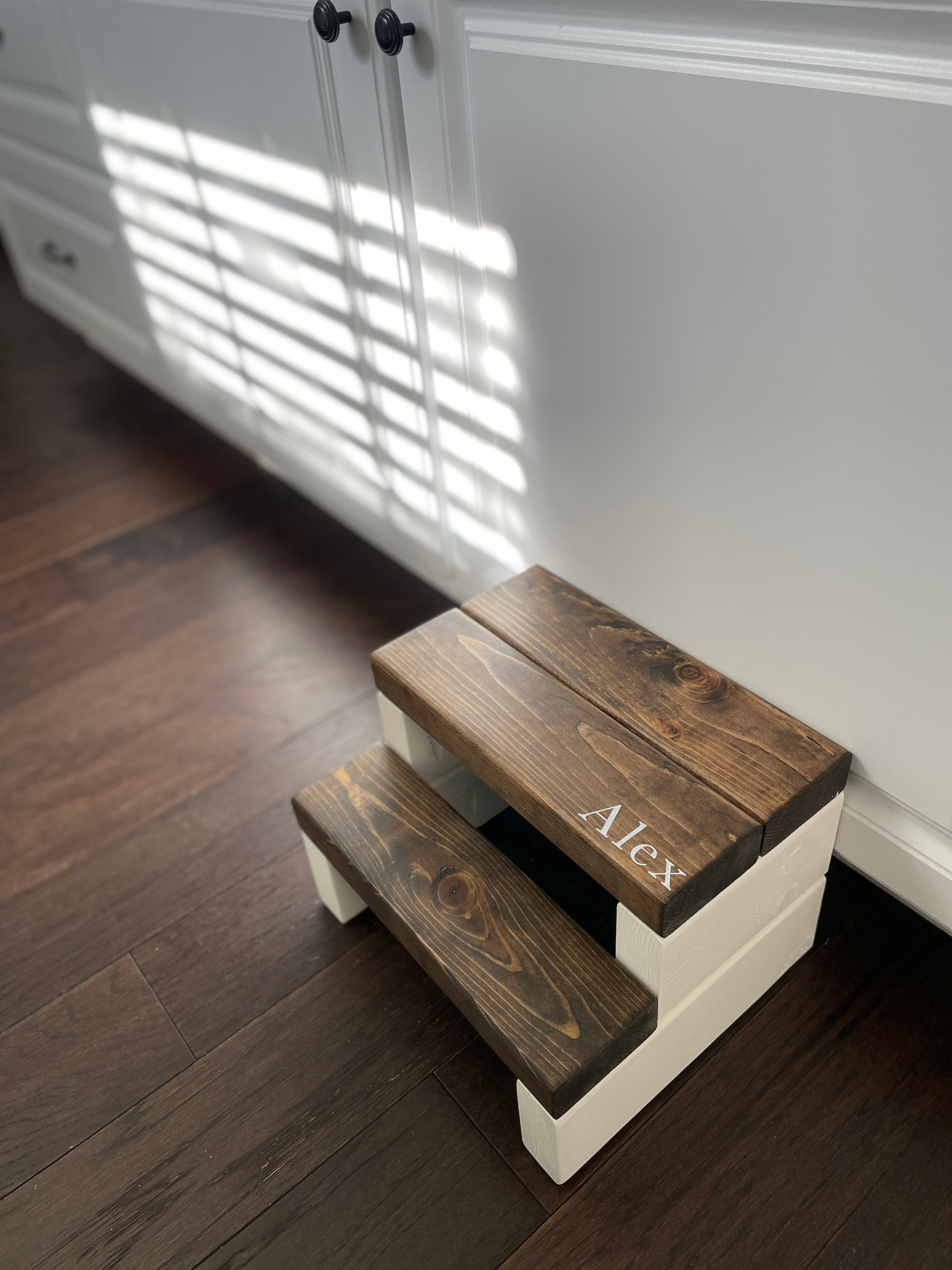 Rustic Kids Step Stool: Personalized Wooden Toddler Tower