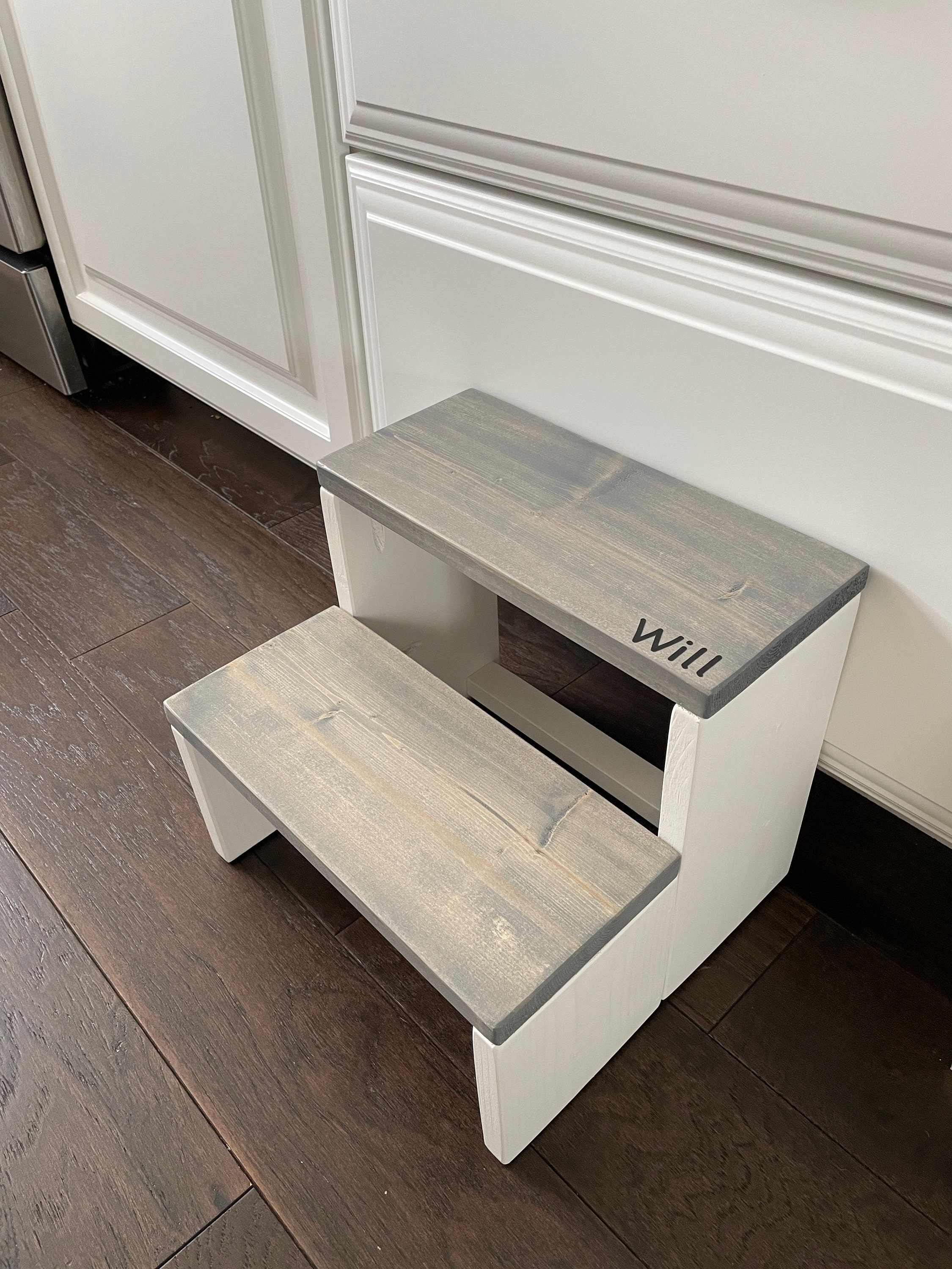 Personalized Kids Wooden Step Stool: Modern Toddler Stool - Thumbnail 2