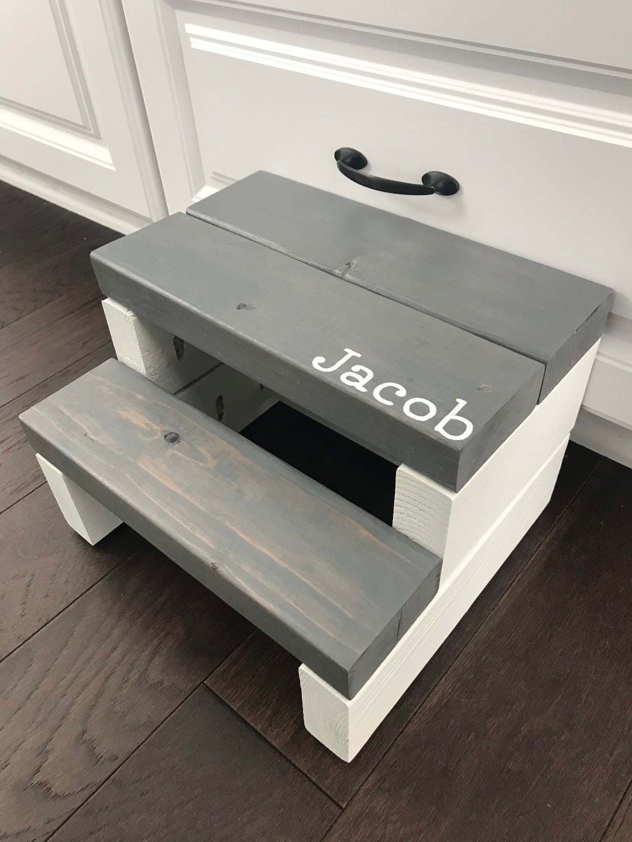 Rustic Kids Step Stool: Personalized Wooden Toddler Tower - Thumbnail 6