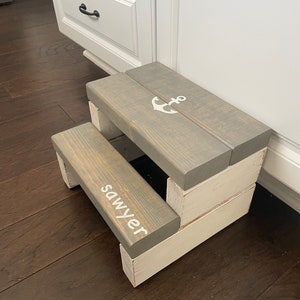 Personalized Rustic Kids Step Stool With Graphic - Etsy