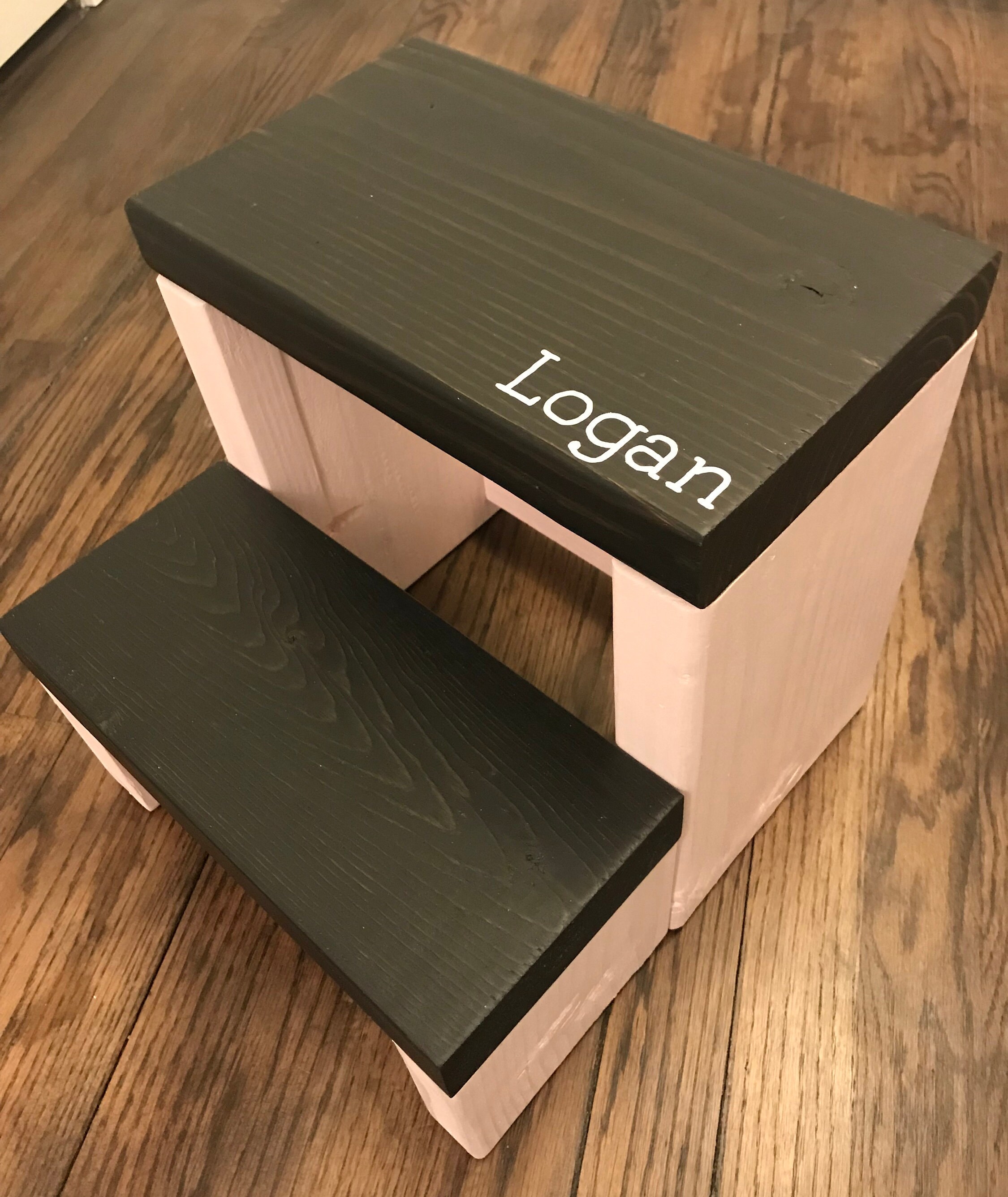 Personalized Toddler Step Stool: Wood Kitchen Stool, Custom Name - Thumbnail 6