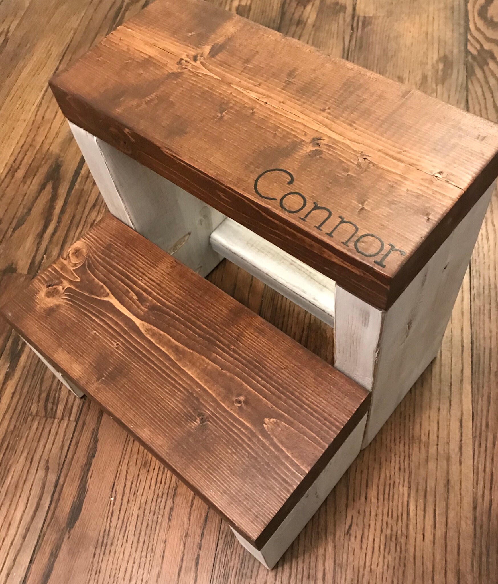 Personalized Rustic Wooden Step Stool: Toddler Gift - Thumbnail 7
