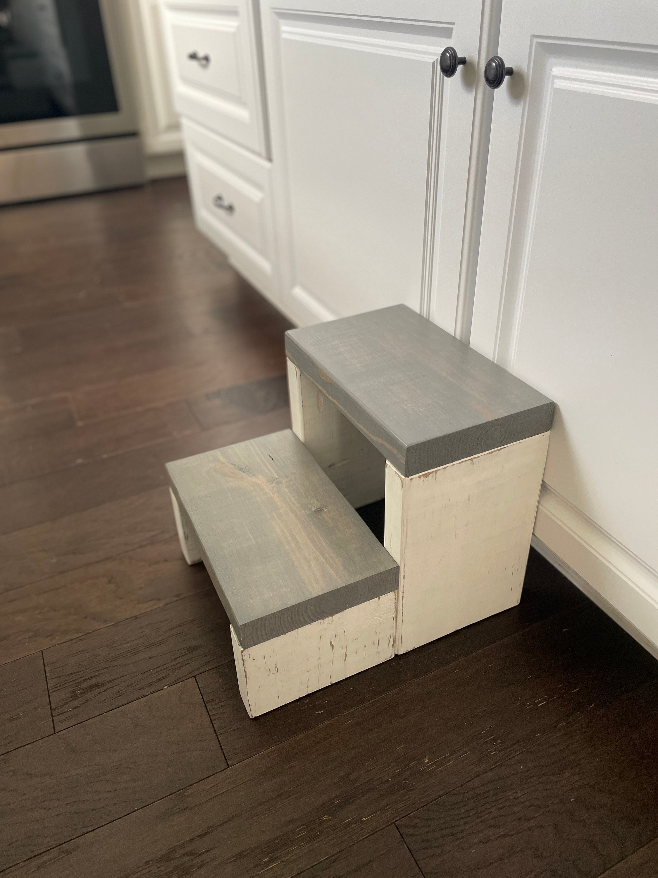 Handmade Two-Step Stool: Kitchen Step Ladder, Adult Weight