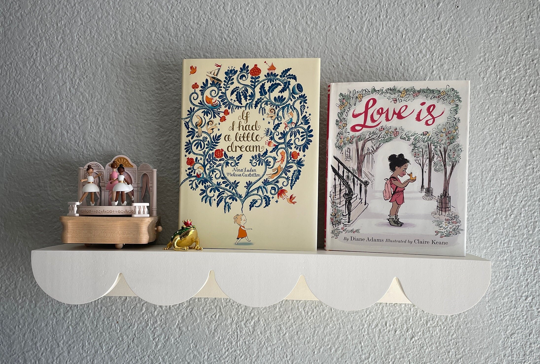 Scalloped Floating Shelf: Nursery Kids Room Decor - Thumbnail 5