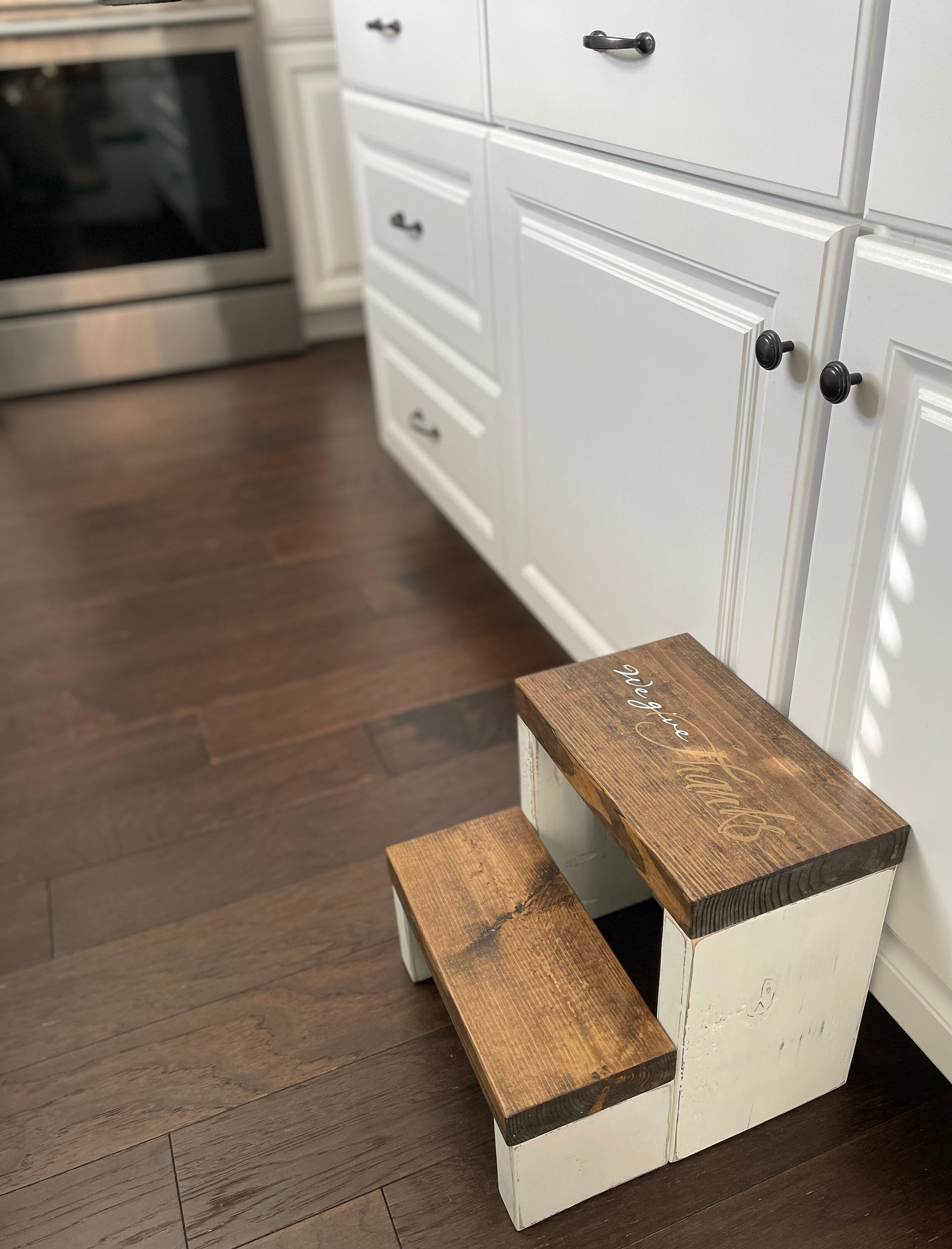 Personalized Toddler Step Stool: Wood Kitchen Stool, Custom Name