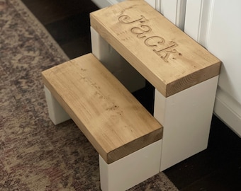 Kids Step Stool, Personalized Kid Step Stool, Engraved Toddler Step Stool, Wooden Step Stool, Rustic Step Stool, Engraved Step Stool