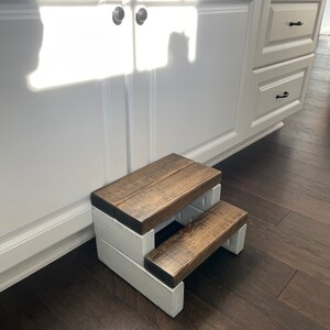 Rustic Segmented Kids Step Stool, Step Stool, Wooden Step Stool, Rustic Step Stool, Children's Bedroom Furniture, Bathroom Step Stool, Gift image 9