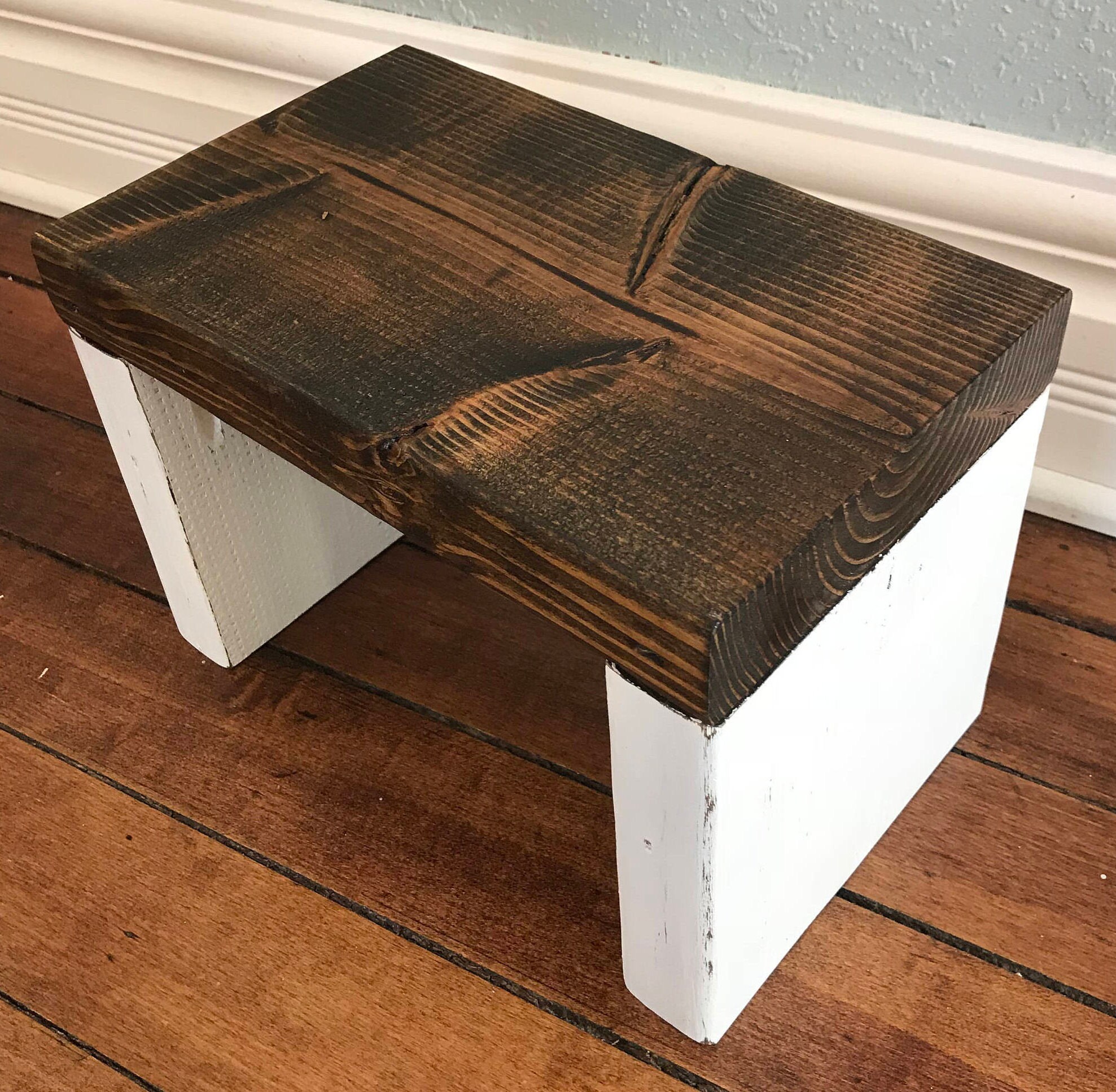 Handmade Wooden Toddler Step Stool: Rustic Single Step - Thumbnail 7