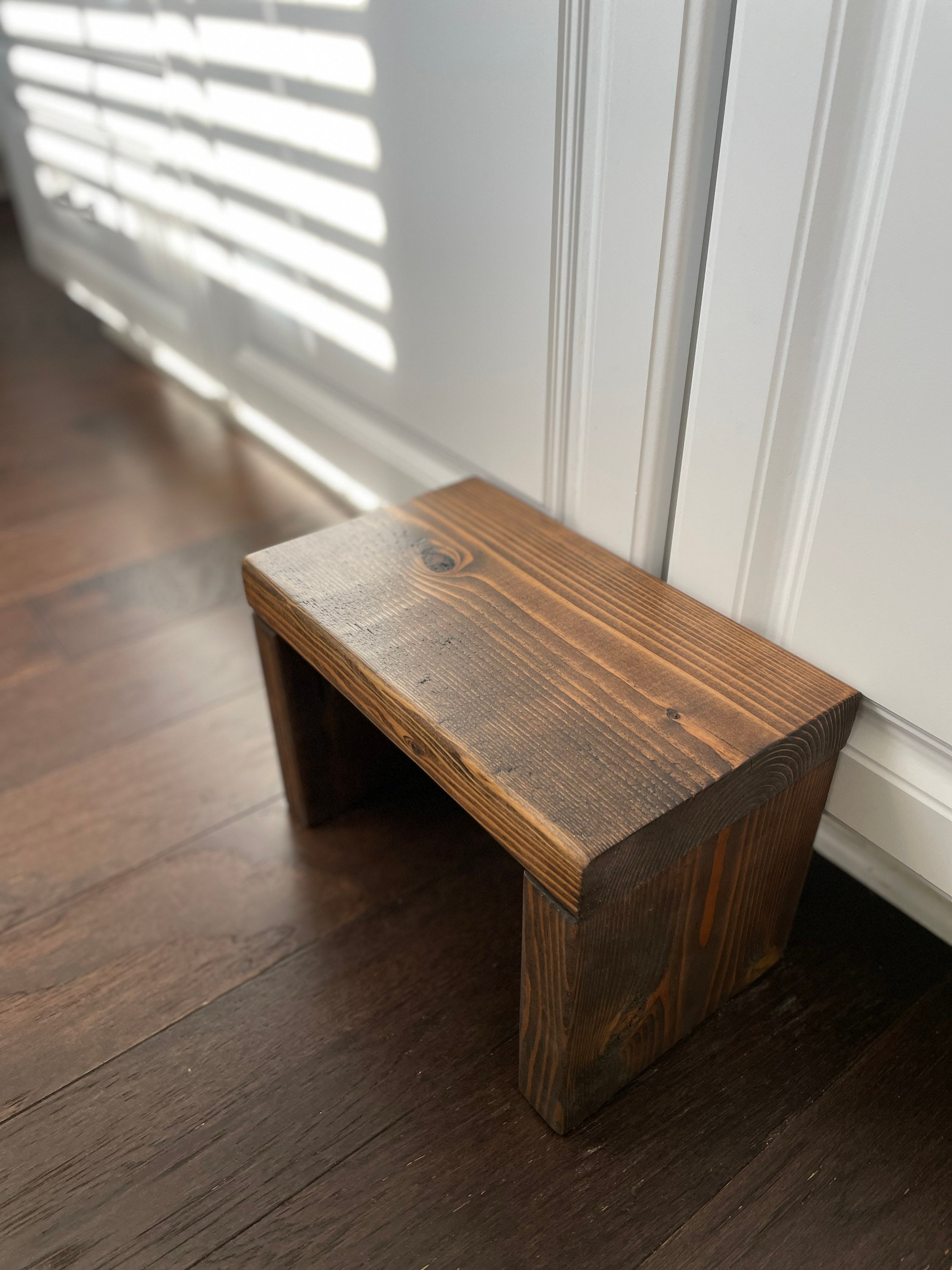 Handmade Wooden Toddler Step Stool: Rustic Single Step - Thumbnail 4