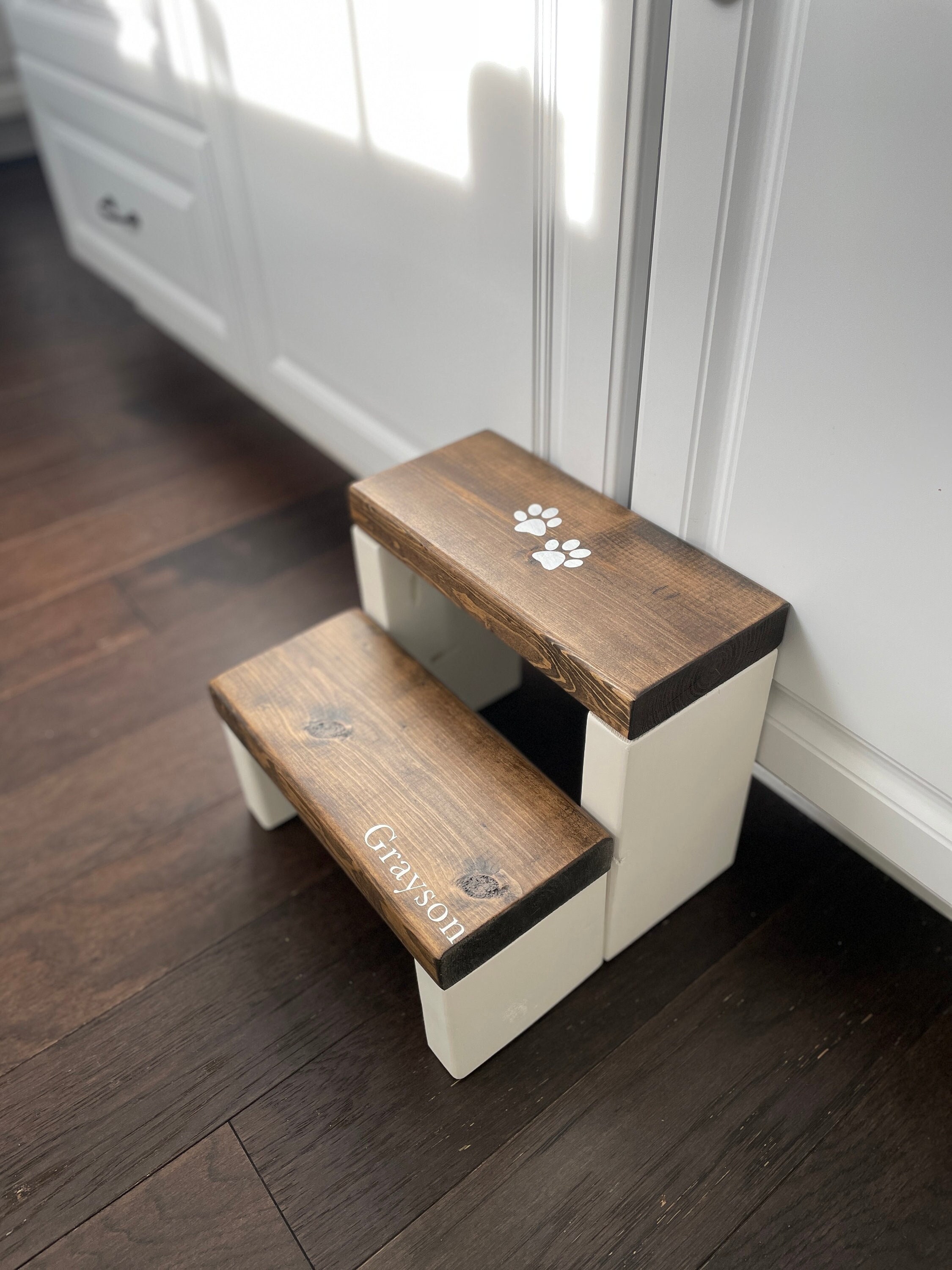 Customizable Rustic Wooden Step Stool: Toddler Gift