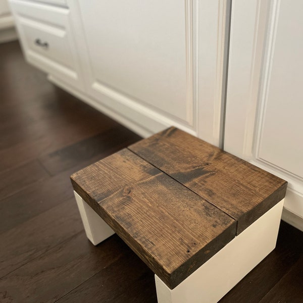 Rustic Wooden Step Stool: USA Made Kitchen & Bath Aid