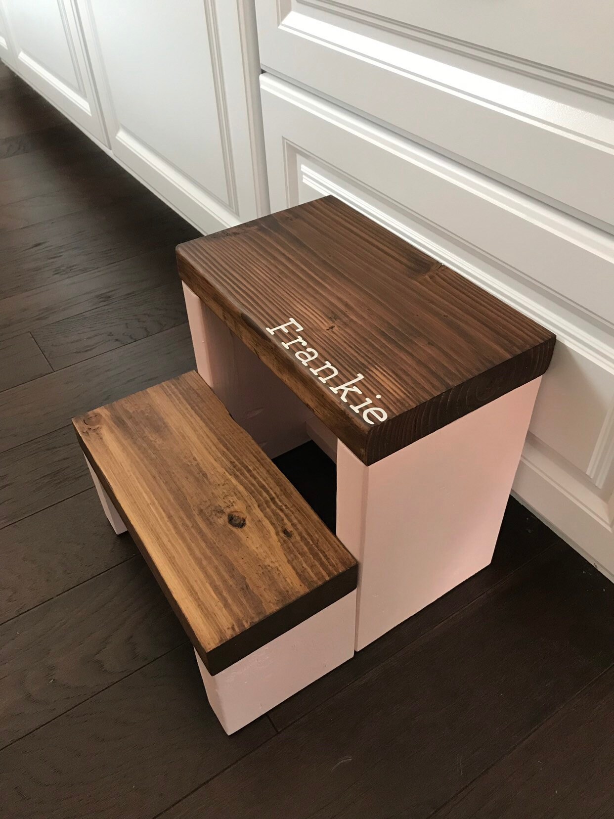 Personalized Toddler Step Stool: Wood Kitchen Stool, Custom Name - Thumbnail 4