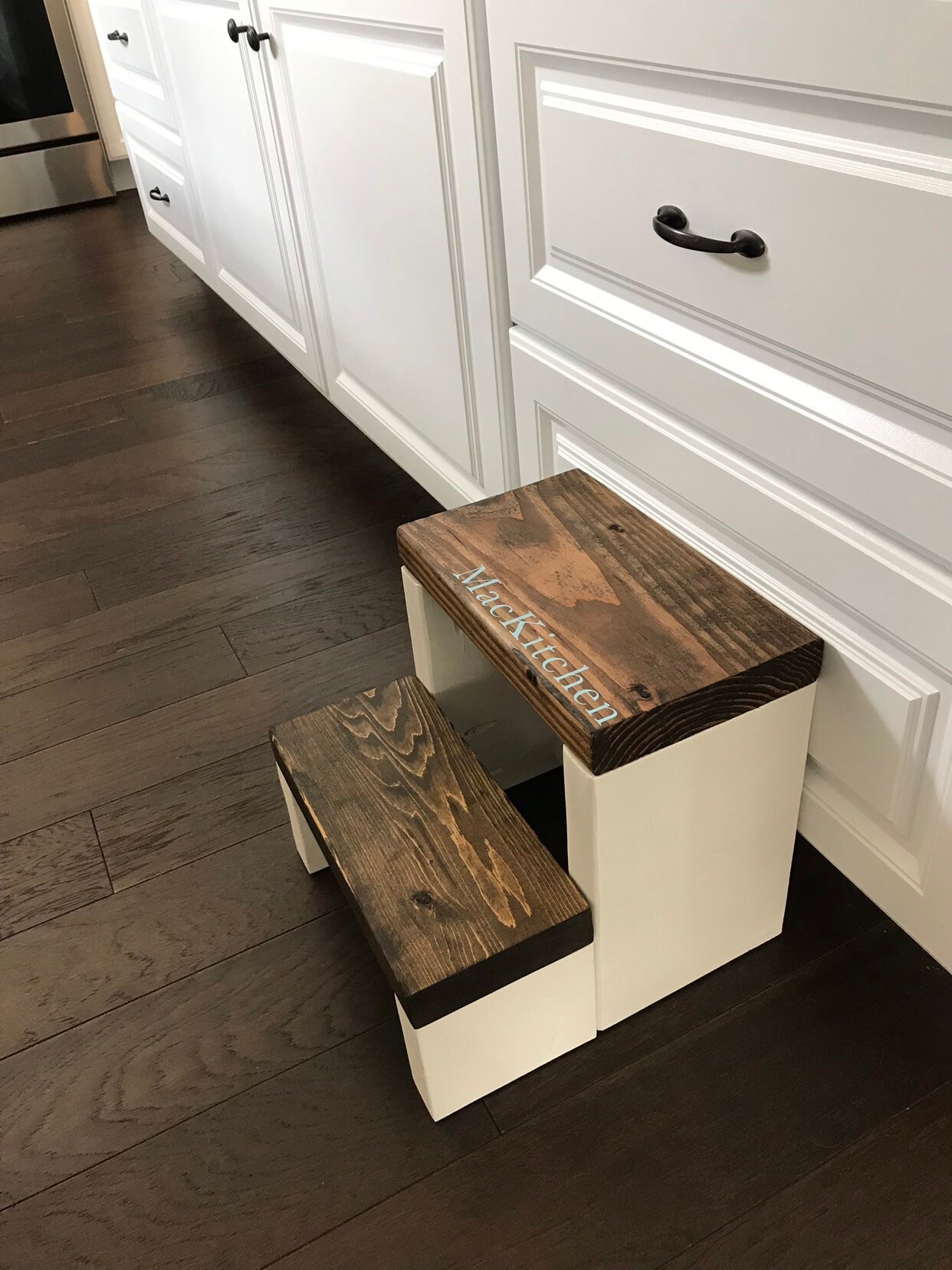 Personalized Toddler Step Stool: Wood Kitchen Stool, Custom Name - Thumbnail 7