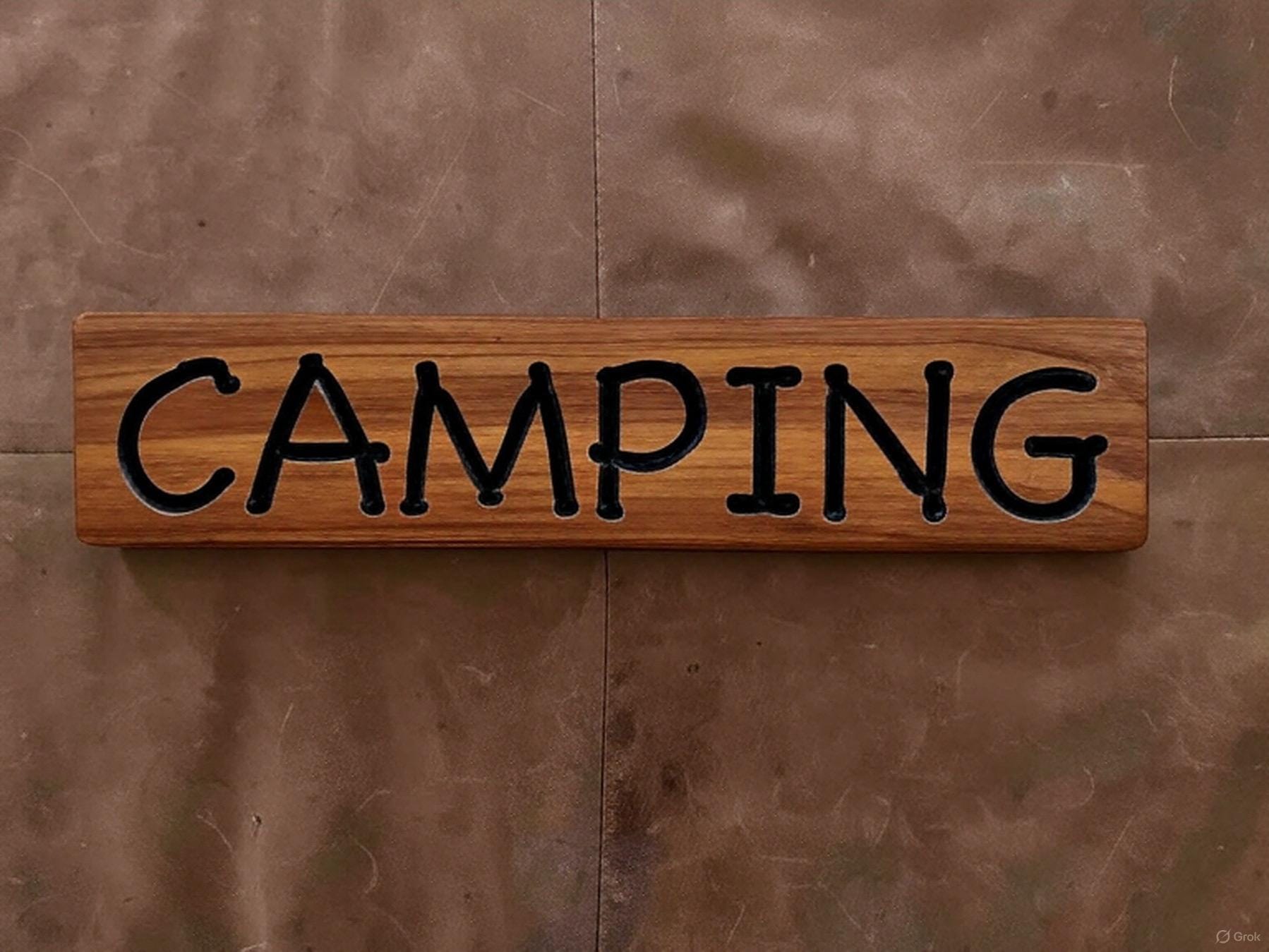 Handcrafted Wood Camping Sign: Rustic Cabin Decor (16.5" x 3.5") - Thumbnail 4
