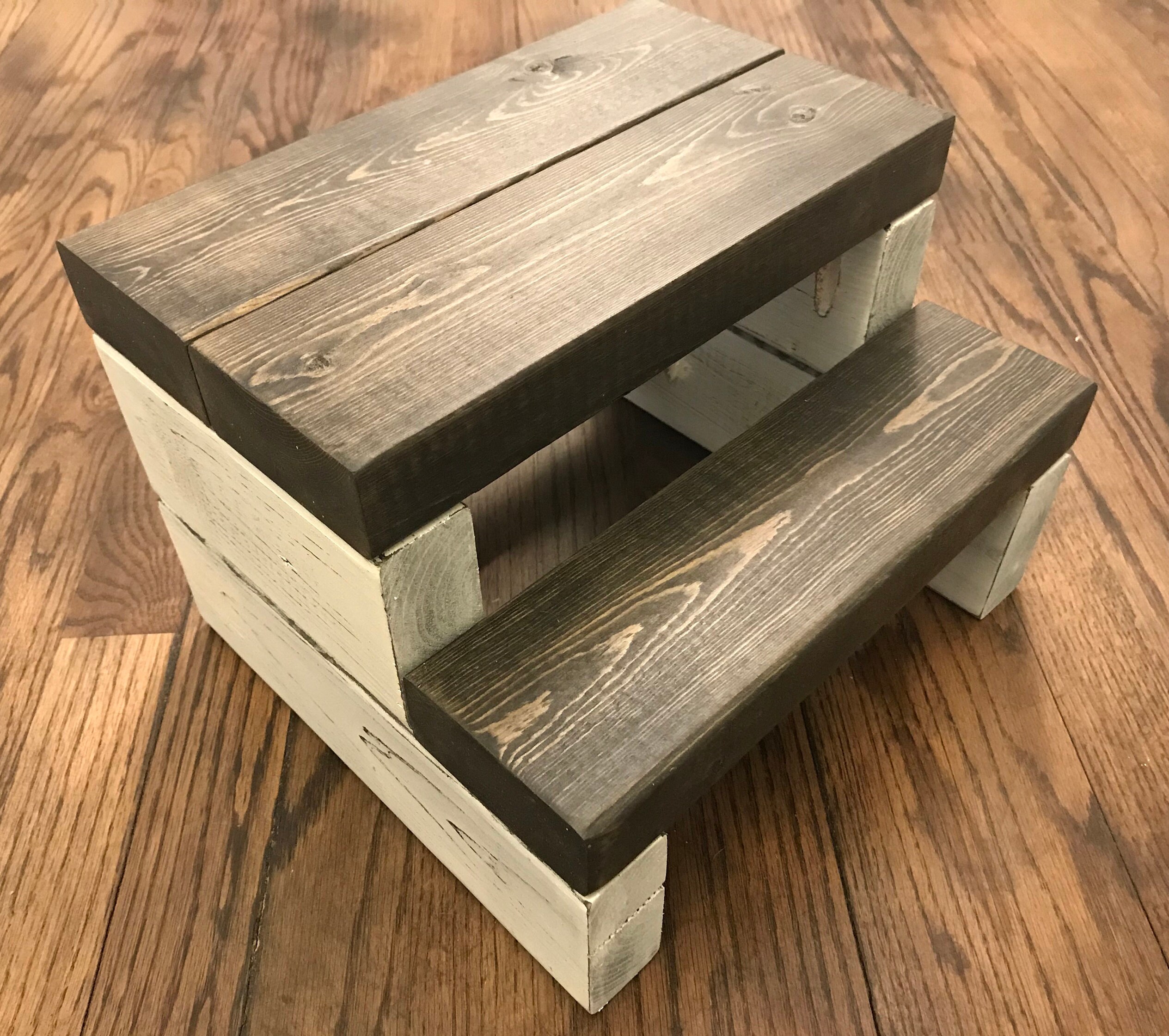 Rustic Kids Step Stool: Segmented Wooden Design, USA Made - Thumbnail 6